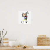 Girl Golfer met tas en clubs Poster (Keuken)