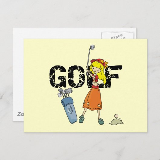 Girl Golfer Tshirts en Gifts Briefkaart (Voorkant / Achterkant)