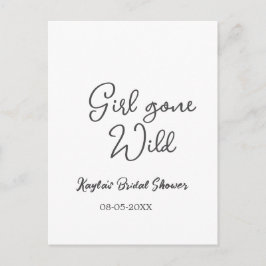 Girl gone wild bridal shower name date simple mini briefkaart