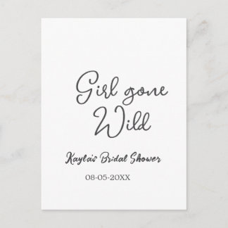 Girl gone wild bridal shower name date simple mini briefkaart