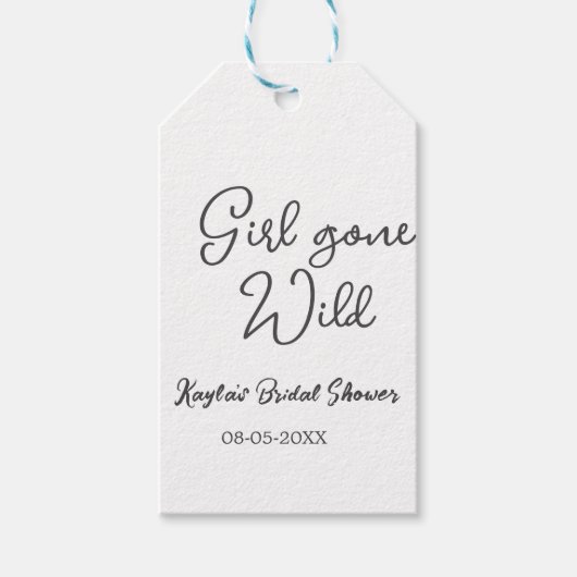 Girl gone wild bridal shower name date simple mini cadeaulabel (Voorkant)