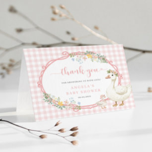 Girl Goose Baby shower Dank je wel kaart Notitiekaartje