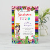 Girl Graduation Party Fiesta Invitation Kaart (Staand voorkant)