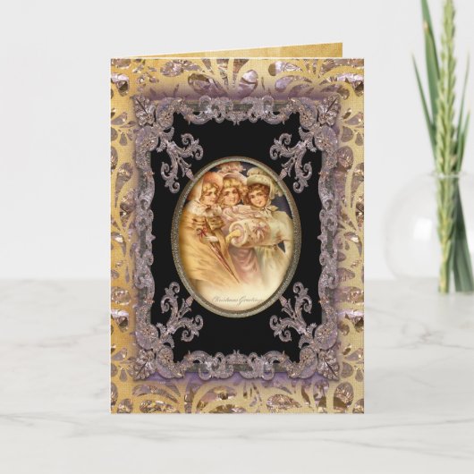 Girl Greetings Victoriaans Feestdagen Kaart (Voorkant)