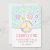 Girl Groovy One Retro Birthday Kaart (Voorkant)