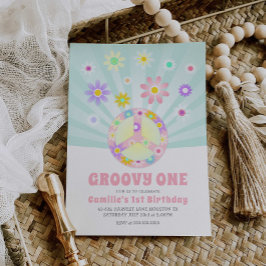 Girl Groovy One Retro Birthday Kaart