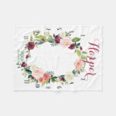 Girl Growth tracker - Boho waterverf met rozen Fleece Deken (Voorkant (Horizontaal))