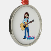 Girl Guitar Player Metalen Ornament (Rechts)