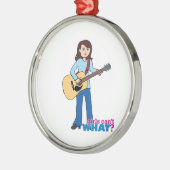 Girl Guitar Player Metalen Ornament (Links)