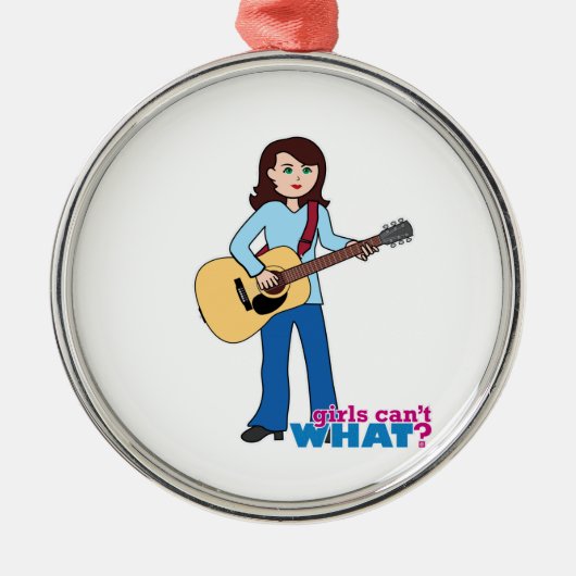 Girl Guitar Player Metalen Ornament (Voorkant)