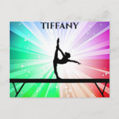 Girl Gymnast over Balans over regenboogbarst Briefkaart (Voorkant)
