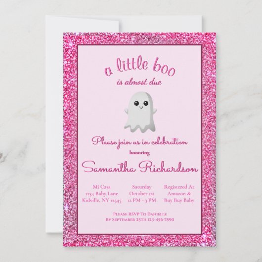 Girl Halloween Baby shower Cute Ghost Little Boo Kaart (Voorkant)