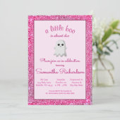 Girl Halloween Baby shower Cute Ghost Little Boo Kaart (Staand voorkant)