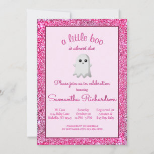 Girl Halloween Baby shower Cute Ghost Little Boo Kaart