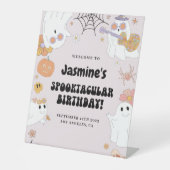 Girl Halloween Birthday Welcome Sign Reclamebord Met Voetstuk (Voorkant)