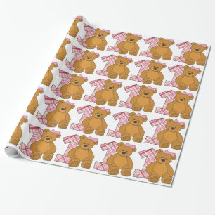 Girl Happy 1st Birthday Beer met 1 roze boe Cadeaupapier