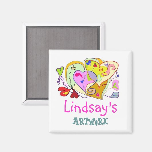 Girl Hearts Personalized Artwork Magnet (Voorkant / Achterkant)