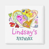 Girl Hearts Personalized Artwork Magnet (Voorkant)