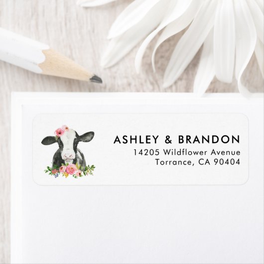 Girl Heilige Koe Print Boerderij Koe Party Return  Etiket (Insitu)