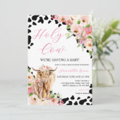 Girl Highland Koe Baby shower Kaart (Staand voorkant)