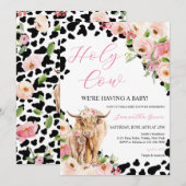 Girl Highland Koe Baby shower Kaart (Voorkant / Achterkant)