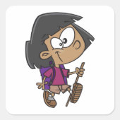 Girl Hiking Vierkante Sticker (Voorkant)