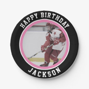 Girl Hockey Player Ice Hockey Birthday Party Papieren Bordje