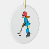 Girl Hockey Player Keramisch Ornament (Rechts)