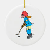 Girl Hockey Player Keramisch Ornament (Achterkant)