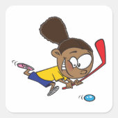 Girl Hockey Player Vierkante Sticker (Voorkant)
