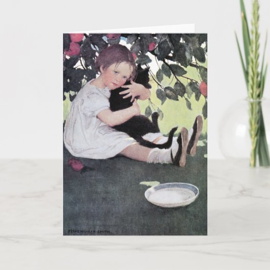 Girl Holding a Black Cat, Jessie Willcox Smith Kaart (Voorkant)