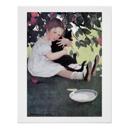 Girl Holding a Black Cat, Jessie Willcox Smith Perfect Poster (Voorkant)