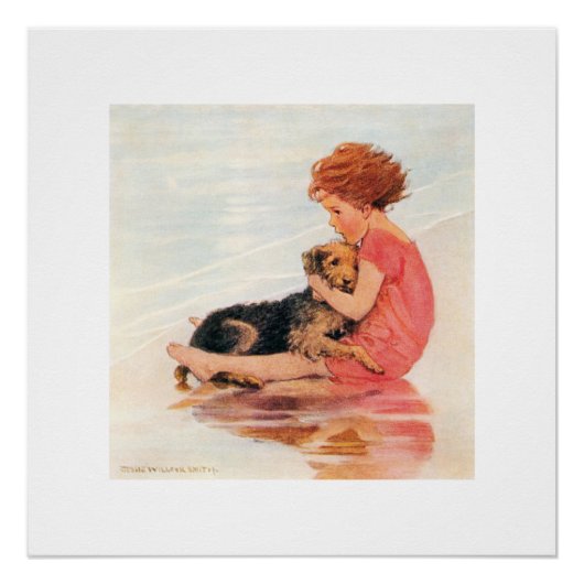 Girl Holding a Dog, Jessie Willcox Smith Perfect Poster (Voorkant)