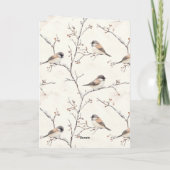 Girl Holding Deer Birds Tree Cream Christmas  Kaart (Achterkant)