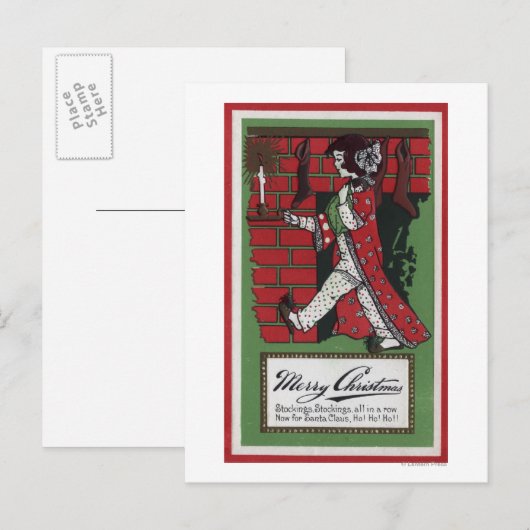 Girl Holding Doll en Candlestick Briefkaart (Voorkant / Achterkant)