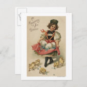 Girl Holding Eggs met Chicken Briefkaart (Voorkant / Achterkant)