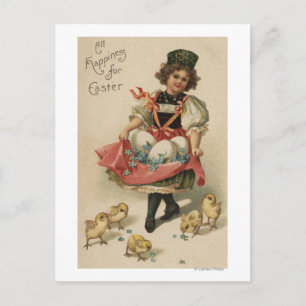 Girl Holding Eggs met Chicken Briefkaart