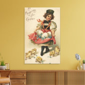 Girl Holding Eggs met Chicken Canvas Afdruk (Insitu (Woonkamer))