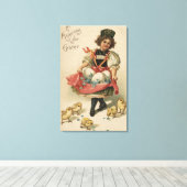 Girl Holding Eggs met Chicken Canvas Afdruk (Insitu (Houten vloer))