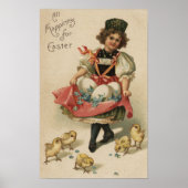 Girl Holding Eggs met Chicken Poster (Voorkant)