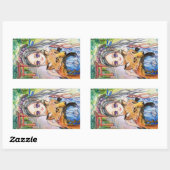 Girl Holding Fox Rechthoekige Sticker (Vel)
