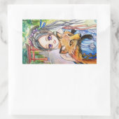 Girl Holding Fox Rechthoekige Sticker (Tas)