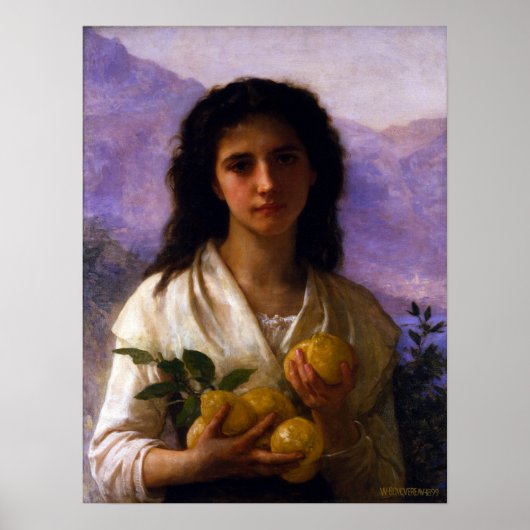 Girl Holding Lemons W.A. Bouguereau Canvas Poster (Voorkant)