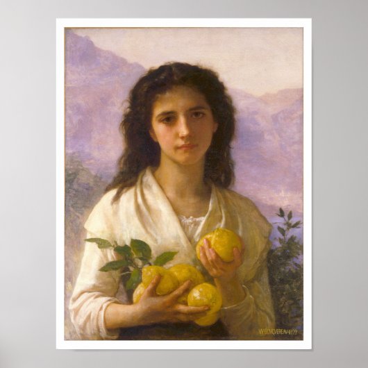 Girl Holding Lemons, William-Adolphe Bouguereau Poster (Voorkant)