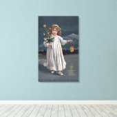 Girl Holding Tree en Lantern Canvas Afdruk (Insitu (Houten vloer))