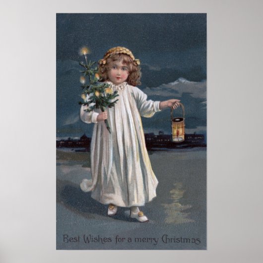 Girl Holding Tree en Lantern Poster (Voorkant)