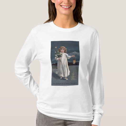Girl Holding Tree en Lantern T-shirt (Voorkant)