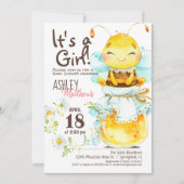Girl Honey Bee Baby shower Invitation Kaart (Voorkant)