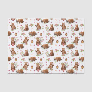 Girl Honey Beren Pattern - Roze Brown White Tissue Tissuepapier