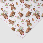 Girl Honey Beren Pattern - Roze Brown White Tissue Tissuepapier (Detail)